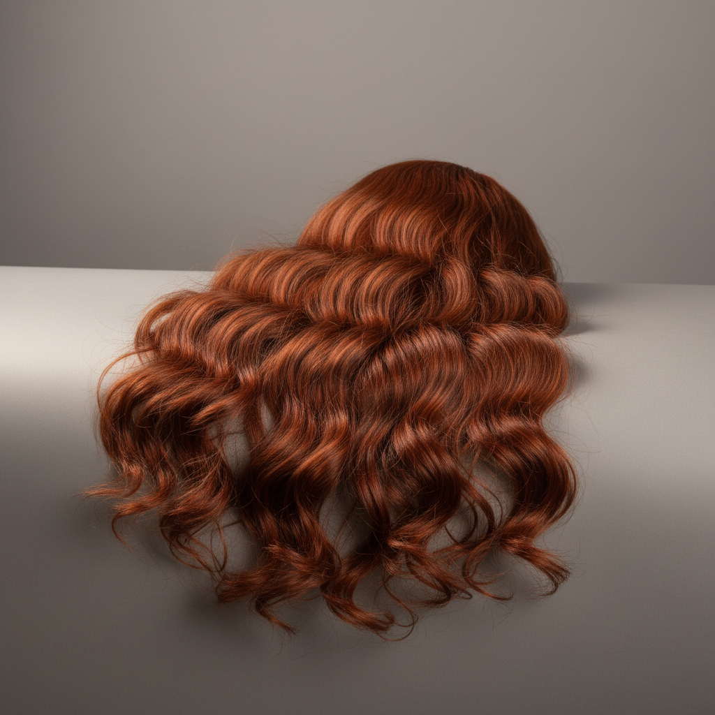 Hair stylist creating beautiful loose waves on long auburn hair