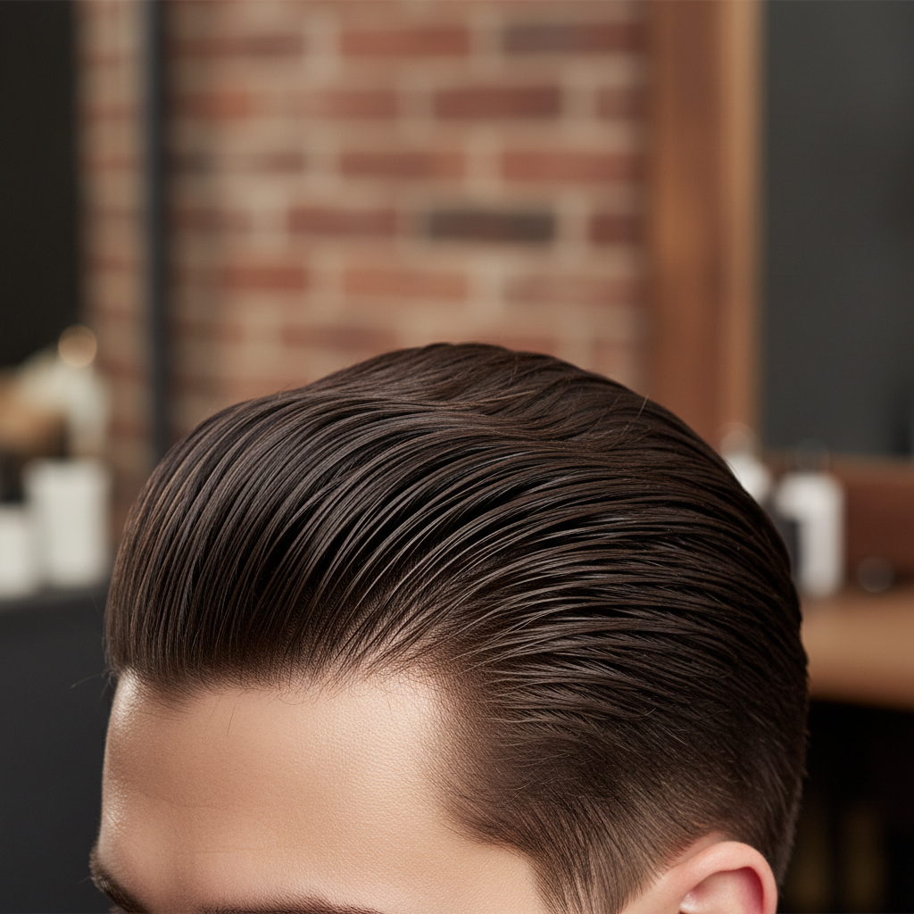 Sleek straight blowout on dark hair — high-shine professional finish