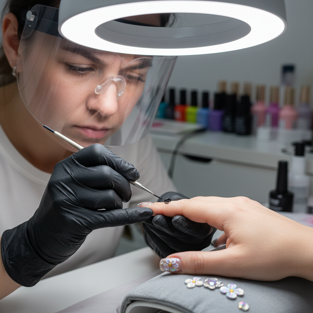 Lily Chen, nail art technician smiling with perfectly manicured nails